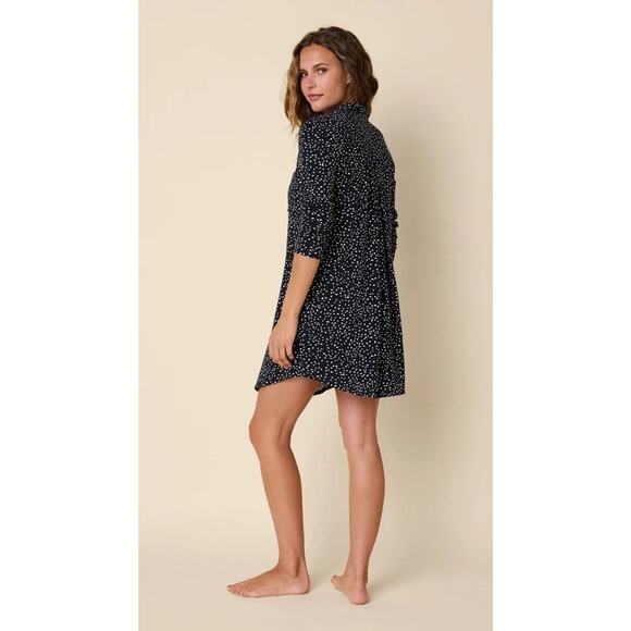 THE CAT’S PAJAMAS Confetti Dot Pima Knit Night Shirt Navy Size Medium - Picture 2 of 7